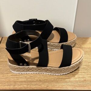 Soda Black Espadrille Sandals